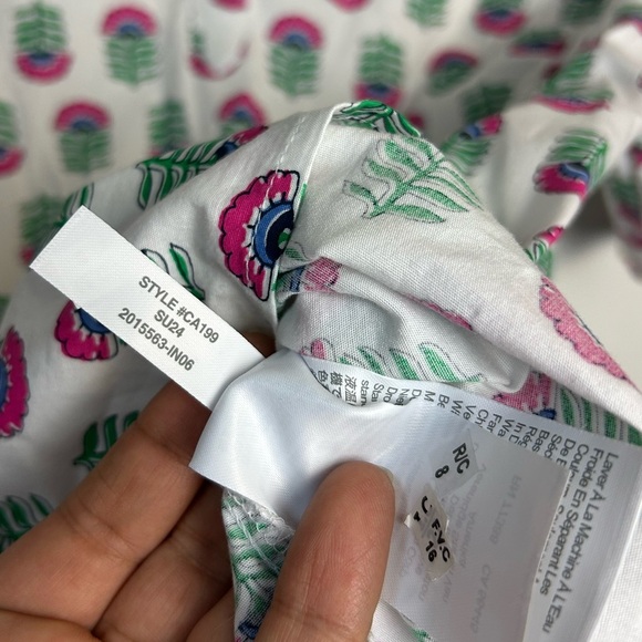 J.Crew Proppy Summer 2024 Size M Floral Short Sleeve Blouse Top  Vacation Hotel - Picture 10 of 13